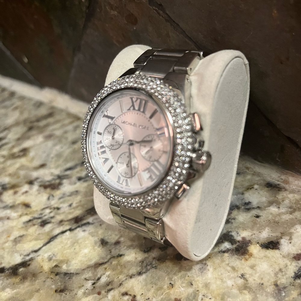 Michael Kors Oversized Camille Pave Silver Tone Watch